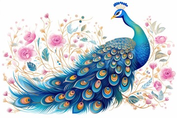 Fototapeta premium Peacock drawing animal bird.