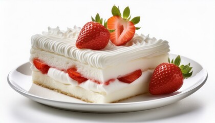 Sweet Delight: Japanese-inspired Birthday Cake with Cream and Strawberry"