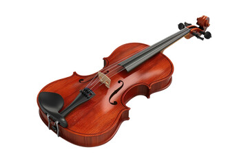 A beautiful violin and bow set against a pristine white background