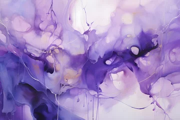 Foto auf Alu-Dibond Celestial Symphony in Violet, abstract landscape art, painting background, wallpaper, generative ai © Niko