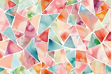 Seamless pattern of watercolor geometric shapes.