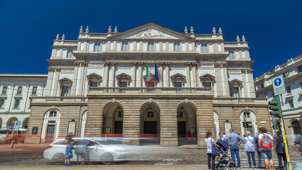 Main concert hall of Teatro alla Scala, an opera house timelapse hyperlapse in Milan, Italy.