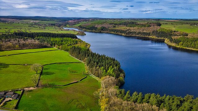 Serene Lake Aerial View in North Yorkshire