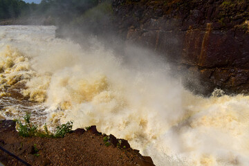 Floodwater from a dam