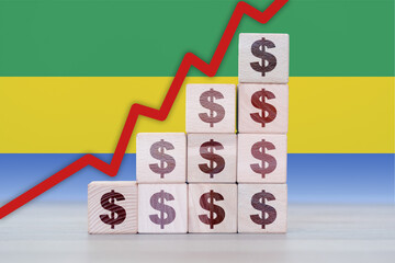 Gabon economic collapse, increasing values with cubes, financial decline, crisis and downgrade...