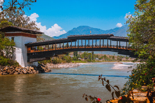 Punakha Dzong Monastery, one of the largest monestary in Asia, Punakha, Bhutan - Image