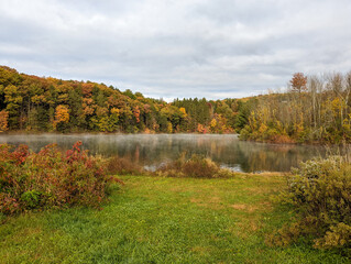 autumn landscape with lake and trees