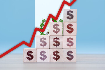 Guatemala economic collapse, increasing values with cubes, financial decline, crisis and downgrade concept