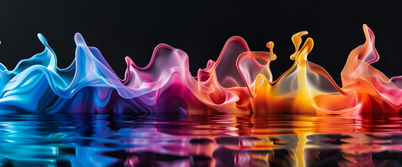 ultra smooth smoky patterns on white funky fluorescent color, Singular intricately flowing colored smoke stream digital painting, colors work with acrylic paint art The art of pouring ink into water