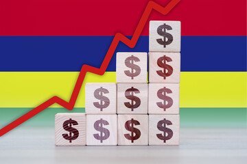 Mauritius economic collapse, increasing values with cubes, financial decline, crisis and downgrade...