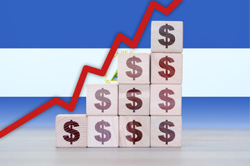 Nicaragua economic collapse, increasing values with cubes, financial decline, crisis and downgrade...