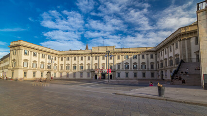 Fototapeta na wymiar The Royal Palace of Milan timelapse hyperlapse. Milan, Italy