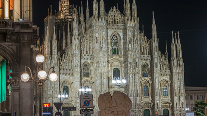 Milan Cathedral night timelapse Duomo di Milano is the gothic cathedral church of Milan, Italy.