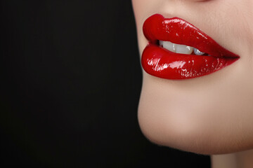Sexy Lips, Glossy Red Lipstick, Generative AI