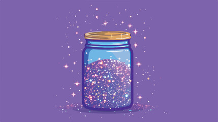 Jar of glitter with stroke on lilac background Vector
