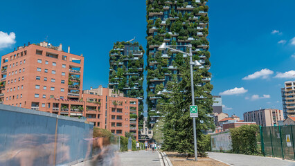 Bosco Verticale or Vertical Forest timelapse. It is a pair of two residential towers in the...