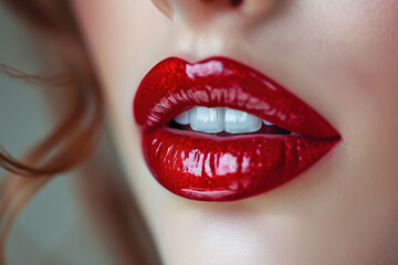 Sexy Lips, Glossy Red Lipstick, Generative AI