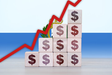 San Marino economic collapse, increasing values with cubes, financial decline, crisis and downgrade...