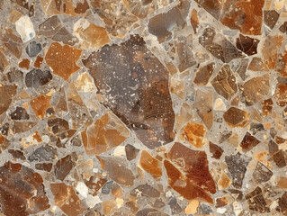 Durable and good-looking flooring made of quartz shards filled with concrete. Fragments of rock forming aesthetically pleasing exterior design material