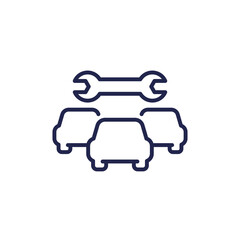 car fleet repair icon on white, line vector