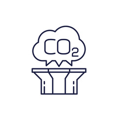 carbon capture line icon on white