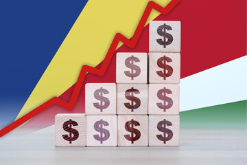 Seychelles economic collapse, increasing values with cubes, financial decline, crisis and downgrade...