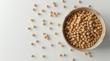 3D model of one soybean in illustration. Top camera view, white background, generated with AI