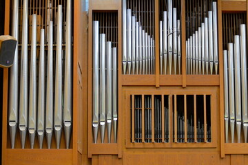 Beautiful organ pipes in church