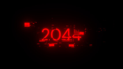 3D rendering 2044 text with screen effects of technological glitches