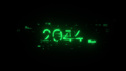 3D rendering 2044 text with screen effects of technological glitches
