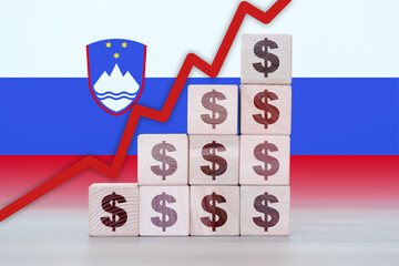 Slovenia economic collapse, increasing values with cubes, financial decline, crisis and downgrade...