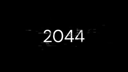 3D rendering 2044 text with screen effects of technological glitches
