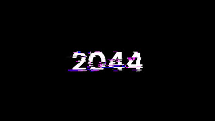 3D rendering 2044 text with screen effects of technological glitches