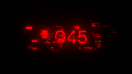 3D rendering 2045 text with screen effects of technological glitches