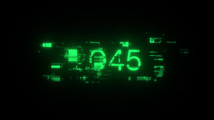 3D rendering 2045 text with screen effects of technological glitches