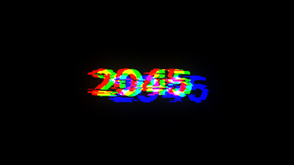 3D rendering 2045 text with screen effects of technological glitches