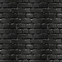 Black brick wall texture, seamless pattern.