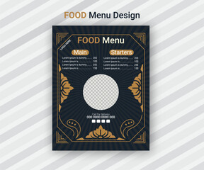 Creative one-page restaurant food menu vector illustration
