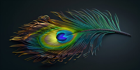 The Beautiful Peacock Feather on dark background