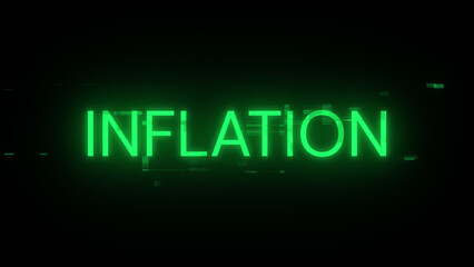 3D rendering inflation text with screen effects of technological glitches