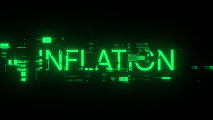 3D rendering inflation text with screen effects of technological glitches