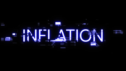Naklejka na ściany i meble 3D rendering inflation text with screen effects of technological glitches