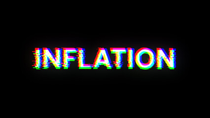 Naklejka na ściany i meble 3D rendering inflation text with screen effects of technological glitches