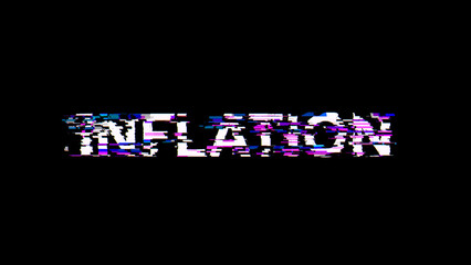 3D rendering inflation text with screen effects of technological glitches