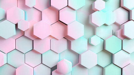 Digital pattern with hexagons pastel colours	