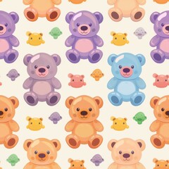 Cute babys colorful teddy bear seamless pattern, generated with AI