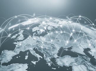 Communication technology with global internet network connected in Europe. Telecommunication concept. © D'Arcangelo Stock