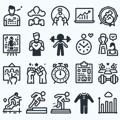 outline training icon set silhouette vector illustration white background