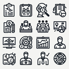 outline training icon set silhouette vector illustration white background