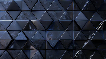 Dark blue polished background with triangular tiles. tile wallpaper with 3D